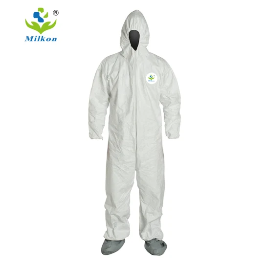 Bianco 50 pezzi per cartone M, L, XL, XXL, Xxxl, Xxxxl Protezione SMS Hazmat Tuta protettiva chimica